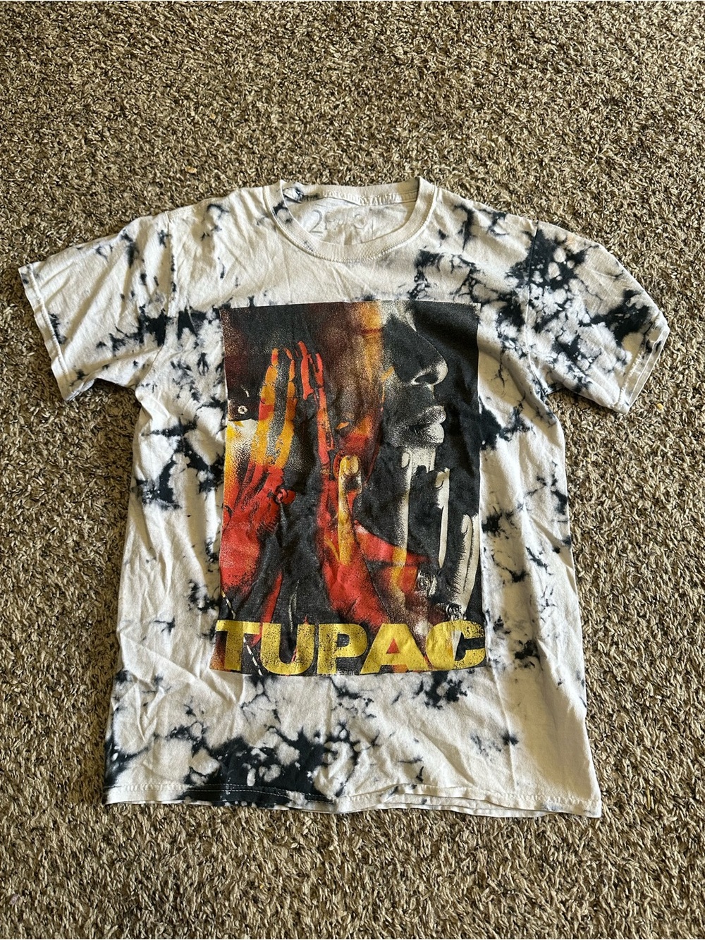 Black and White Tie Dye Tupac Graphic Tee